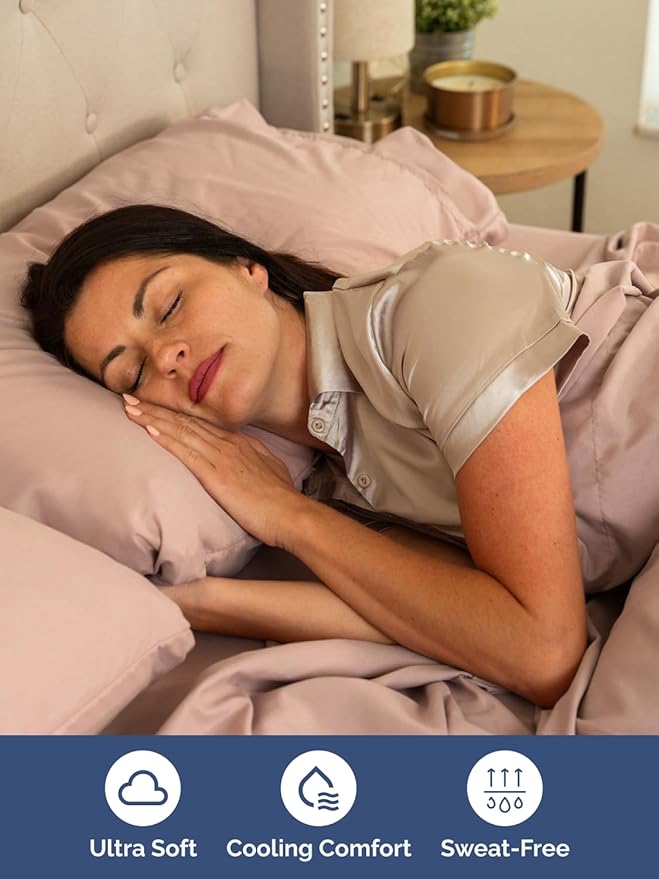 Extra Deep Pocket Split King Sheets - 5 Piece Breathable & Cooling Bed Sheets - Hotel Luxury Bed Sheet Set - Soft, Wrinkle Free & Comfy - Easily Fits Extra Deep Mattresses - Deep Pocket Mauve Sheets