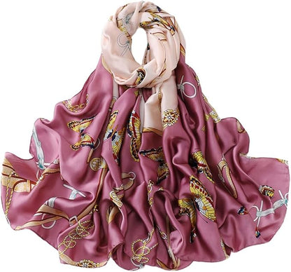 Fashion Scarves Scarf 100% Silk Feeling Scarf Silk Like Scarves Long Lightweight Sunscreen Shawls for Women