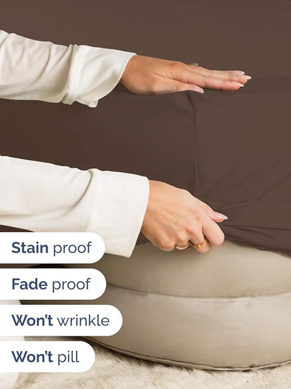 Extra Deep Cal King Fitted Sheet - Hotel Luxury Single Fitted Sheet Only - Easily Fits 18 inch to 24 inch Mattress - Ultra Soft, Wrinkle & Fade Free w/Extra Deep Pockets - Breathable & Comfy - Brown