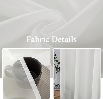 MIULEE Ivory Window Sheer Curtains for Bedroom Living Room Solid Elegant Net Drapes 2 Panels Width 42 x Length 72 Inches