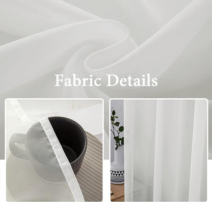MIULEE Ivory Window Sheer Curtains for Bedroom Living Room Solid Elegant Net Drapes 2 Panels Width 42 x Length 84 Inches