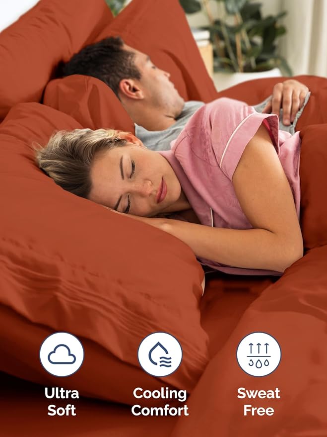 Extra Deep King Fitted Sheet - Hotel Luxury Single Fitted Sheet Only - Easily Fits 18 inch to 24 inch Mattress - Ultra Soft, Wrinkle & Fade Free w/Extra Deep Pockets - Breathable & Comfy - Terracotta