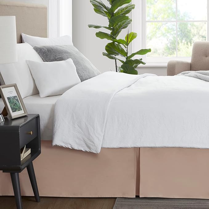 Nestl Taupe Full Bed Skirt - Full Size Bed Skirt 14 Inch Drop - Brushed Microfiber Bed Skirts - Hotel Quality Pleated Bed Skirt - Shrinkage & Fade Resistant