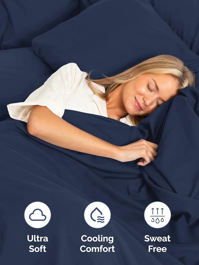 Extra Deep Pocket Queen Sheet Set - 4 Piece Breathable & Cooling Bed Sheets - Hotel Luxury Sheet Set - Soft, Wrinkle Free and Comfy - Easily Fits Extra Deep Mattresses - Deep Pocket Navy Blue Sheets