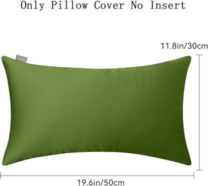 Thmyo 4-Pack 100% Cotton Lumbar Comfortable Solid Decorative Throw Pillow Case, Rectangle Cushion Cover Pillowcase Sublimation Blank Pillow Covers DIY Throw Pillowcase(12x20inch/30x50cm, Olive Green)