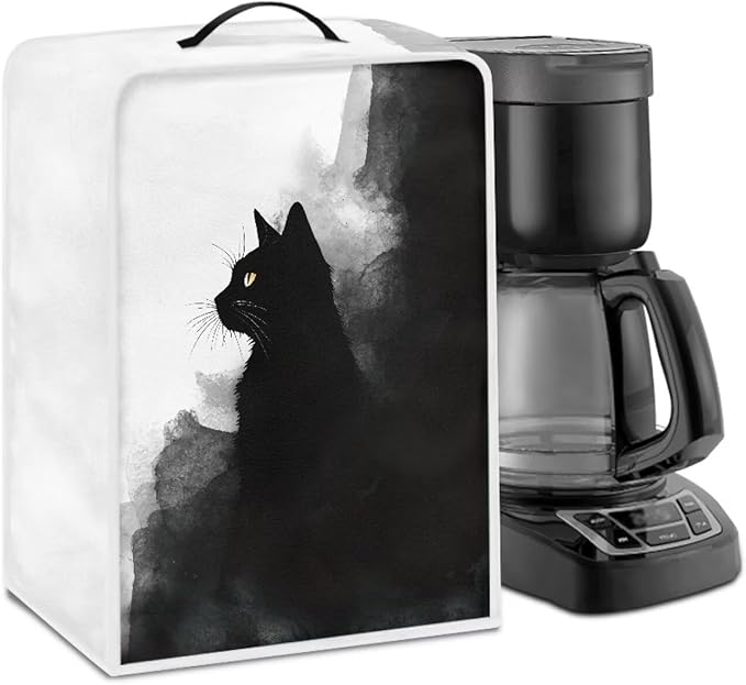 Coffee Maker Cover – Dust Protection Stain Resistant Washable Appliance Cover Kitchen Decoration Gifts For Coffee Lovers Ink-wash Cat Print