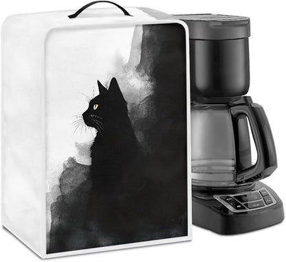 Coffee Maker Cover – Dust Protection Stain Resistant Washable Appliance Cover Kitchen Decoration Gifts For Coffee Lovers Ink-wash Cat Print