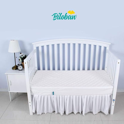 Zippered Crib Mattress Protector - Waterproof Crib Mattress Encasement, Breathable and Absorbent, 6 Sides Fully Encased Cover, 2 Pack, White