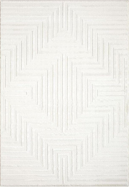 Abani Neutral Cream Area Rug 2' x 3' for Living Room, Bedroom - Tone-on-Tone Geometric Design - Durable & Easy to Clean