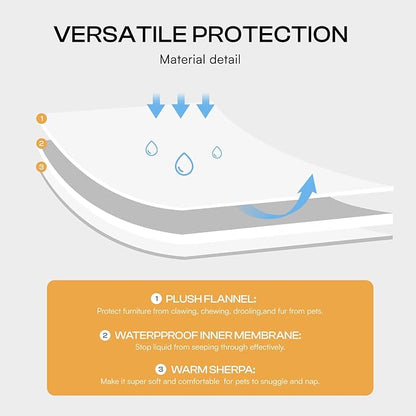Luciphia Waterproof Pet Blankets for Couch Sofa Bed Cover Cat Liquid Pee Proof Washable Soft Fluffy Large Dog Blanket Reversible Furniture Protection Puppy Grey Paw Thicken King Size（100" x 85"）