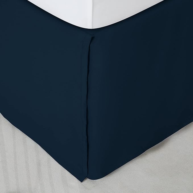 SONIVE Queen Bed Skirt,15" Drop Pleated Dust Ruffle,Classic Tailored Easy Fit Brushed Microfiber Skirts Hotel Quality Shrinkage & Fade Resistant Navy Blue