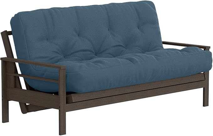 Royal Sleep Products by The Futon Factory 6 inch Foam Futon Mattress - Solid Denim Blue Cover - Queen Size - CertiPUR Certified Foams - Made in USA - Replacement Mattress - (Frame not Included)