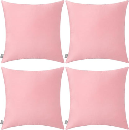 4-Pack 100% Cotton Comfortable Solid Decorative Throw Pillow Case,Thmyo Square Cushion Cover Pillowcase Sublimation Blank Pillow Covers DIY Throw Pillowcase for Sofa(20x20 inch/ 50x50cm,Pink 2)