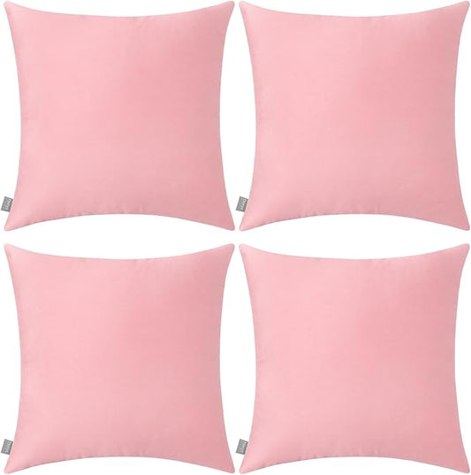 4-Pack 100% Cotton Comfortable Solid Decorative Throw Pillow Case,Thmyo Square Cushion Cover Pillowcase Sublimation Blank Pillow Covers DIY Throw Pillowcase for Couch Sofa(16x16 inch/ 40x40cm,Pink 2)