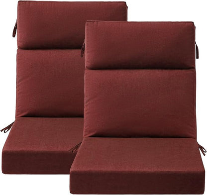 Sunbrella Outdoor High Back Chair Cushion Seat Pads, 44 x 21 Inch Water-Repellent & Fade-Resistant Patio Furniture Cushions with Ties for Adirondack, Rocking Chairs, Spectrum Brick