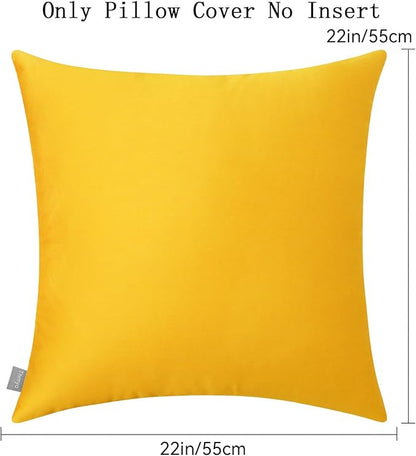 Thmyo 4-Pack 100% Cotton Comfortable Solid Decorative Throw Pillow Case Square Cushion Cover Pillowcase Sublimation Blank Pillow Covers DIY Throw Pillowcase for Sofa Couch(22x22 inch/ 55x55cm,Yellow)