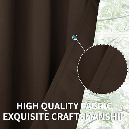 BGment Brown Blackout Curtains 45 Inch Long for Bedroom Kitchen Window - Short Length Chocolate Thermal Insulated Darkening Drapes with Rod Pocket for Bathroom, 42 x 45 Inch, 2 Panels