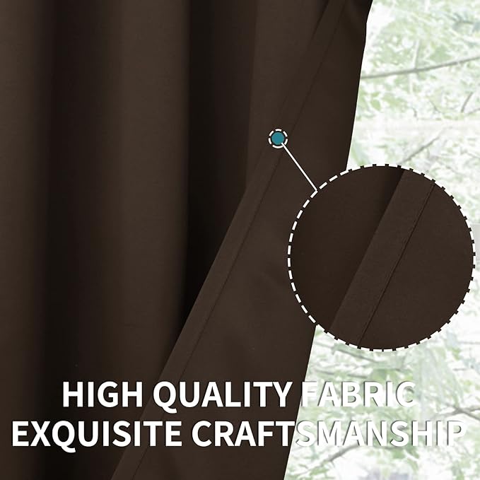 BGment Brown Blackout Curtains 84 Inch Length for Bedroom - Rod Pocket Thermal Insulated Room Darkening Drapes Blinds for Living Room Dining Room Privacy, 52 x 84 Inch, 2 Panels