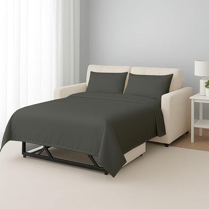 Queen Sheet Set, Luxury 338 Thread Count Sateen, 100% Egyptian Cotton Deep Pocket Queen Sheets with All Around Elastic, Bedding Set (Dark Grey Solid)