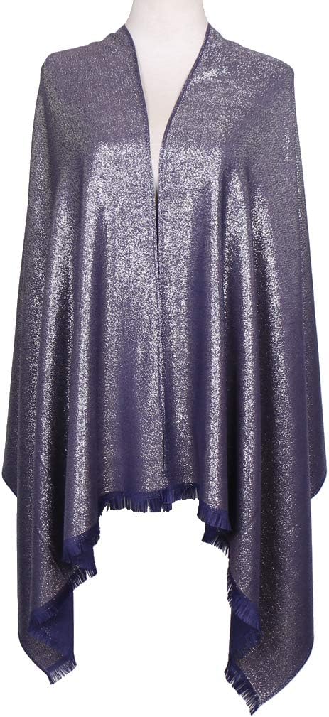 LMVERNA Women's Sparkling Metallic Soft Pashmina Shawls and Wraps Scarf in Solid Colors