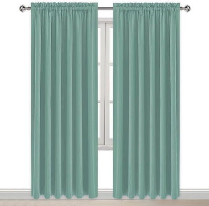 DWCN Blackout Curtains for Living Room Thermal Insulated, Energy Saving & Noise Reducing Bedroom Curtains, Sage Green, W 70x L 84 Inch, Set of 2 Rod Pocket Curtain Panels