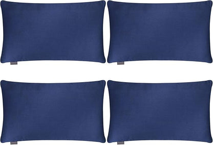 Thmyo 4-Pack 100% Cotton Lumbar Comfortable Solid Decorative Throw Pillow Case Rectangle Cushion Cover Sublimation Blank Pillow Covers Christmas DIY Throw Pillowcase(12x20inch/30x50cm,Midnight Blue)