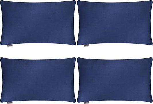 Thmyo 4-Pack 100% Cotton Lumbar Comfortable Solid Decorative Throw Pillow Case Rectangle Cushion Cover Sublimation Blank Pillow Covers Christmas DIY Throw Pillowcase(12x20inch/30x50cm,Midnight Blue)