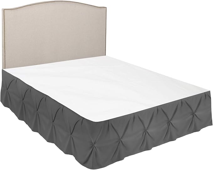 Nestl Grey Bed Skirt Cal King Size, Pinch Pleat Cal King Bed Skirt, 14" Inch Drop Cal King Bedskirt, Hotel Quality Grey Bed Skirts, Microfiber Bedskirt for Cal King Bed, Grey Cal King Bed Skirt