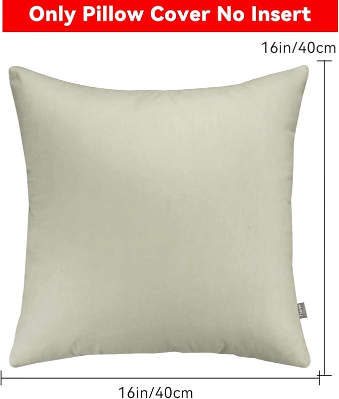 4-Pack 100% Cotton Comfortable Solid Decorative Throw Pillow Case,Thmyo Square Cushion Cover Pillowcase Sublimation Blank Pillow Covers DIY Throw Pillowcase for Sofa Bedroom(16x16 inch/ 40x40cm,Beige)