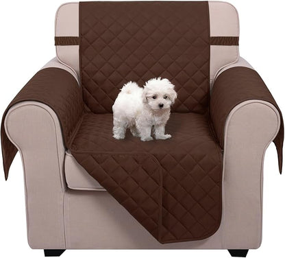 U-NICE HOME Recliner Chair Covers Reversible Chair Cover Pet Covers for Dogs with Elastic Straps Water Resistant Diamond Quilted (23''Recliner Small, Brown/Brown)