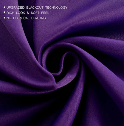 MIUCO Thermal Insulated Grommet Window Blackout Curtains Panels for Livingroom 52x84 Inch Purple 1 Pair