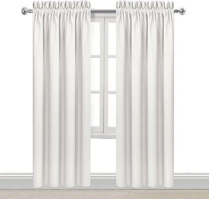 DWCN Blackout Curtains Thermal Insulated, Energy Saving & Noise Reducing Bedroom and Living Room Curtains, Ivory, W 52x L 84 Inch, Set of 2 Rod Pocket Curtain Panels