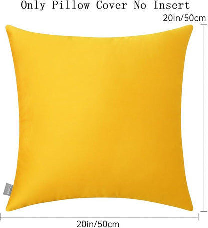 4-Pack Cotton Comfortable Solid Decorative Throw Pillow Case Square Cushion Cover Pillowcase (Cover Only,No Insert)(20x20inch/50x50cm, Yellow)