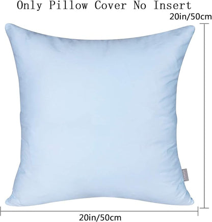 Thmyo 4-Pack 100% Cotton Comfortable Solid Decorative Throw Pillow Case, Square Cushion Cover Pillowcase Sublimation Blank Pillow Covers DIY Throw Pillowcase for Sofa(20x20 inch/ 50x50cm,Light Blue)