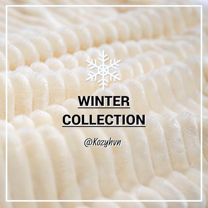 Sherpa Twin Blanket - Soft Cozy Fleece, Warm for Winter, Reversible for Sofa, Cream, 60 x 80 Inches