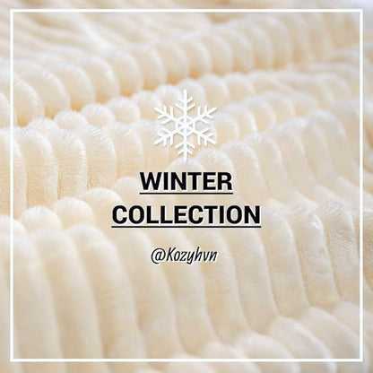 Sherpa Twin Blanket - Soft Cozy Fleece, Warm for Winter, Reversible for Sofa, Cream, 60 x 80 Inches