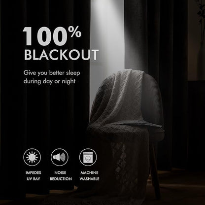MIULEE 100% Blackout Linen Textured Curtains for Bedroom Solid Thermal Insulated Copper Brown Grommet Room Darkening Curtains & Drapes Luxury Decor for Living Room Nursery 52 x 120 Inch (2 Panels)