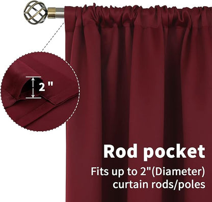 BGment Burgundy Kitchen Window Curtains Over Sink - Small Half Cafe Drapes with Rod Pocket Thermal Insulated Privacy for Bathroom Christmas Decor, 29 x 36 Inch, 2 Panels