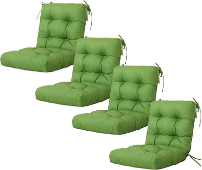 ARTPLAN Seat/Back Outdoor Chair Cushion,Set of 4 Patio Chair Cushion with Tie,Tufted Replacement for Patio Furniture,20x20x4 Inches,4 Count