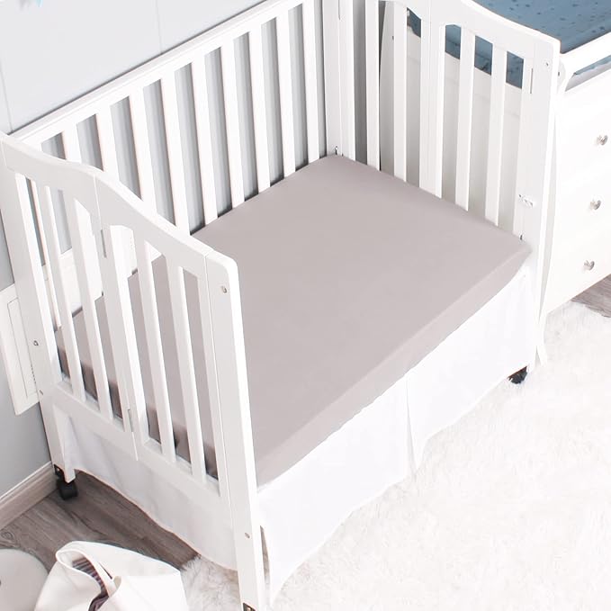 Belsden Pack of 3 Mini Crib Sheet Set, Pack N Play Sheet Set for Baby Boys and Girls, Cloudy Soft Touch and Machine Washable, Fitted Playard/Portable Crib Sheet, White & Grey & Light Grey