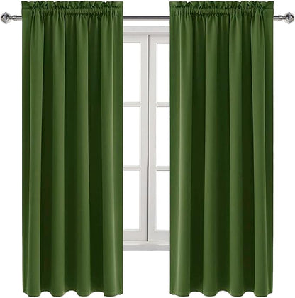 DWCN Olive Green Room Darkening Blackout Curtains - Thermal Insulated Privacy Energy Saving Window Curtain Drapes 42 x 63 inch Length, Set of 2 Bedroom Living Room Curtains