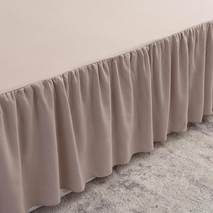 Bed Skirt King Size Ruffled Bed Skirt with Split Corners, 18 Inch Drop Dust Ruffle Bed Skirts with Platform, Khaki