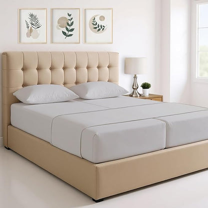THREAD SPREAD 100% Egyptian Cotton Split King Sheets Sets for Adjustable Bed - Luxury 1500 Thread Count Split Top King Sheets (5 PC, Light Grey), Soft, Cooling, Sateen Weave 17" Deep Pocket Sheet Set