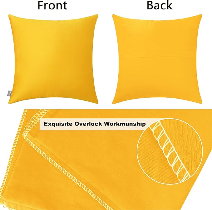 4-Pack 100% Cotton Comfortable Solid Decorative Throw Pillow Case,Thmyo Square Cushion Cover Pillowcase Sublimation Blank Pillow Covers DIY Throw Pillowcase for Sofa Couch(26x26 inch/ 66x66cm,Yellow)