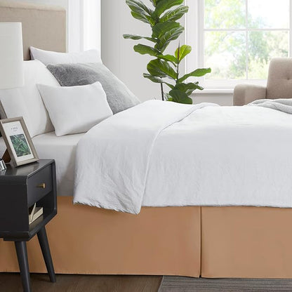 Nestl Light Brown Bed Skirt Queen Size - Queen Bed Skirt 14 Inch Drop - Brushed Microfiber Bed Skirts - Hotel Quality Pleated Bed Skirt - Shrinkage & Fade Resistant
