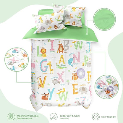 SANDJEST Alphabet Duvet Cover Sets Twin Size for Kids Boys Girls, Include 1 Polyester Comforter Cover 68x86 Inches and 1 Pillowcase 20x26 Inches, Comforter Not Included, Gift for Christmas Birthday