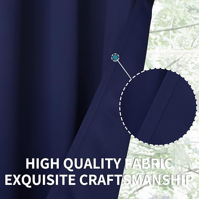 BGment Blackout Kitchen Curtains for Over Sink 30 Inch Length - Short Half Drapes with Rod Pocket Privacy for Bathroom Cafe Window, Navy Blue, 2 Panels, 29 x 30 Inch