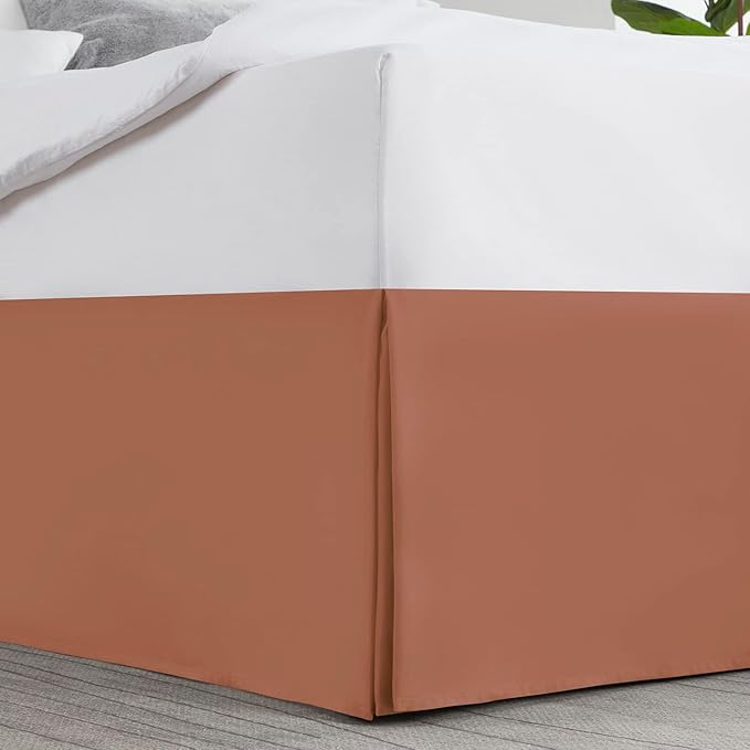 Nestl Rust Bed Skirt Cal King Size - Cal King Bed Skirt 14 Inch Drop - Brushed Microfiber Bed Skirts - Hotel Quality Pleated Bed Skirt - Shrinkage & Fade Resistant