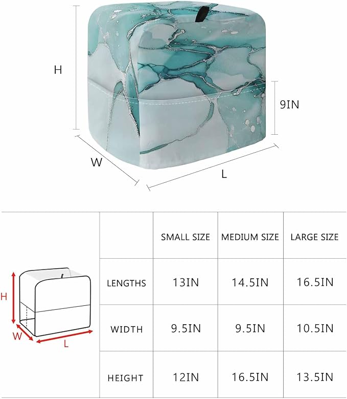 Turquoise Marble Stand Mixer Dust Cover with Storage Pocket & Handles, Fits All Tilt Head & Bowl Lift Modern Aesthetic Kitchen Appliance Cover Organizer Abstract Fluid Art Bag Accessories, 6-8 Quart
