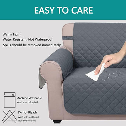 U-NICE HOME Large Sofa Cover Reversible Couch Cover for Dogs with Elastic Straps Water Resistant Furniture Protector for Pets Couch Cover for 4 Cushion Couch (Oversized Sofa, Dark Blue/Light Grey)